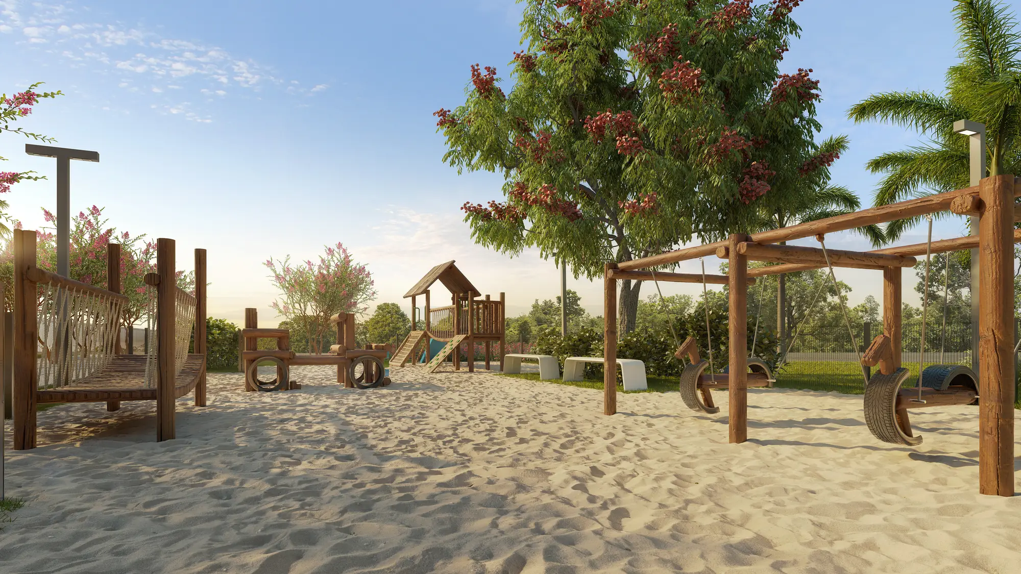 Playground natural com areia