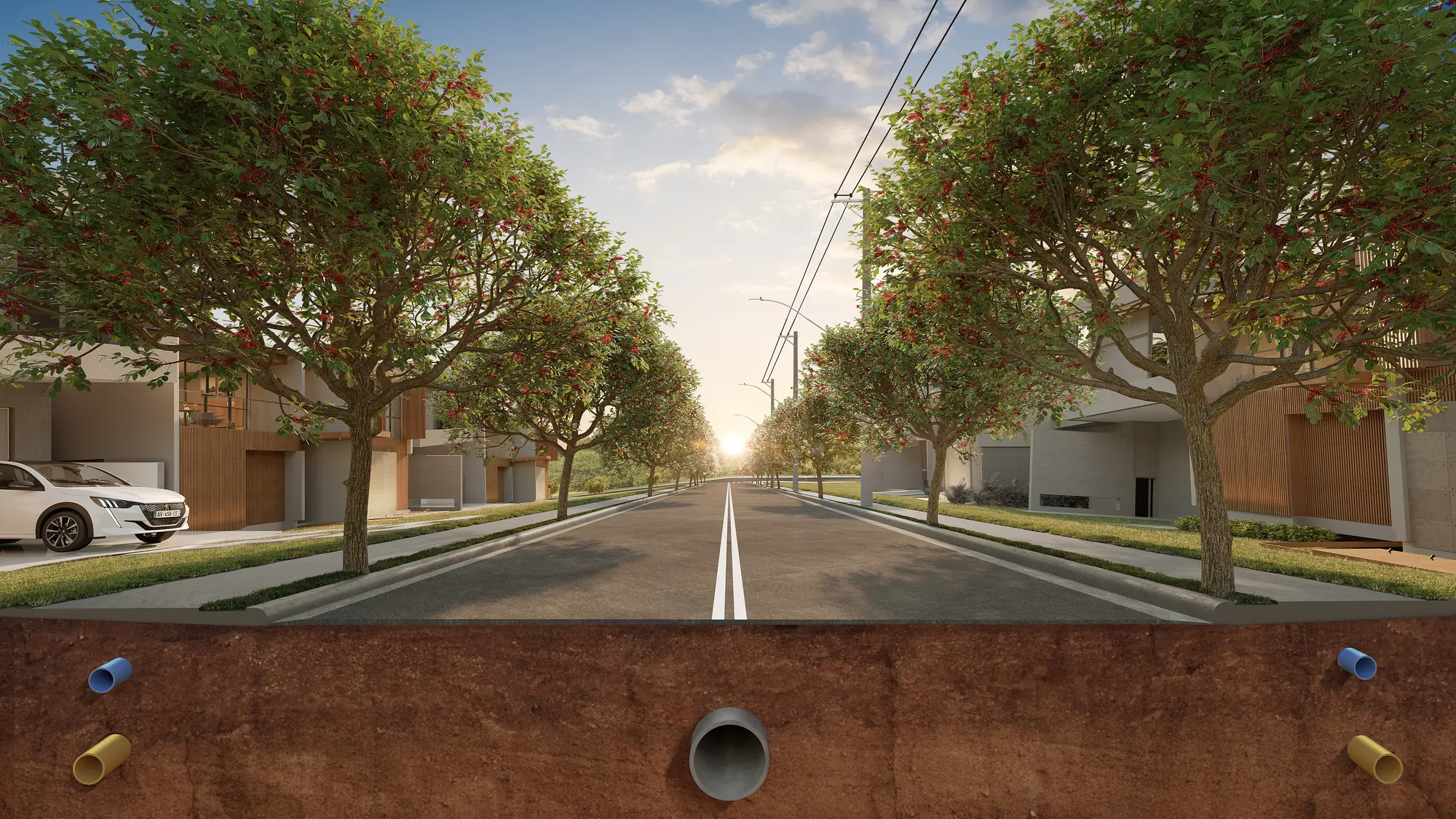 Seção transversal — infraestrutura completa Origem Mogi