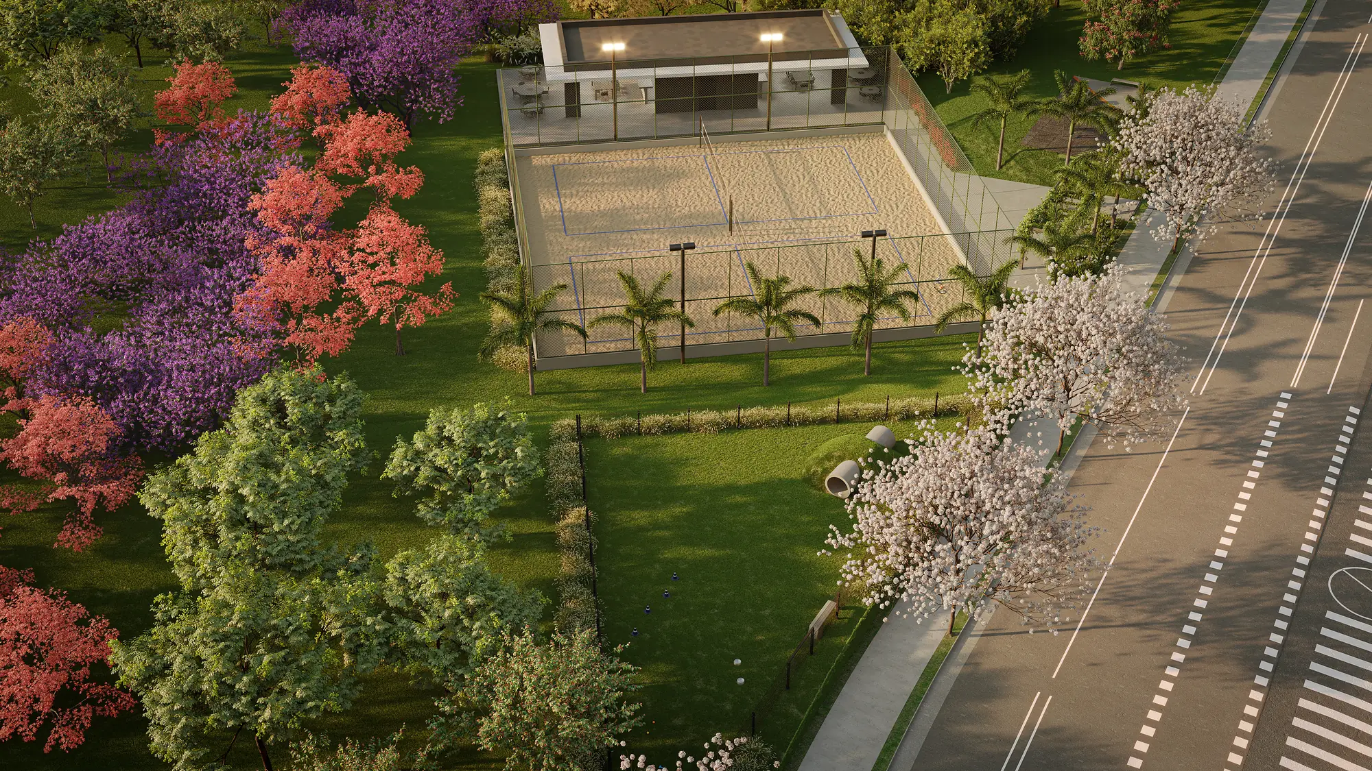 Vista aérea área esportiva — Praça do Convívio